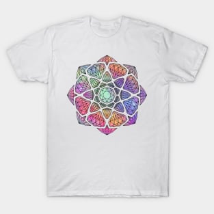 Glitter Powder Crystal Mandala - Black Outline T-Shirt